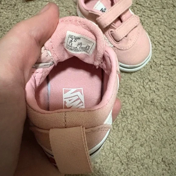 Vans Kids Light Pink and White Sneakers - Picture 3 of 4